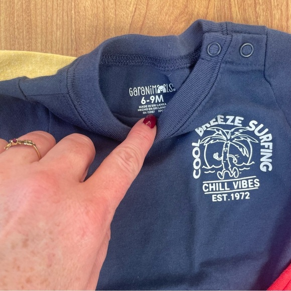 🧸Garanimals Size 6-9 Months Short-sleeved Onesie Pack of 3 & Khaki Shorts - Picture 4 of 6